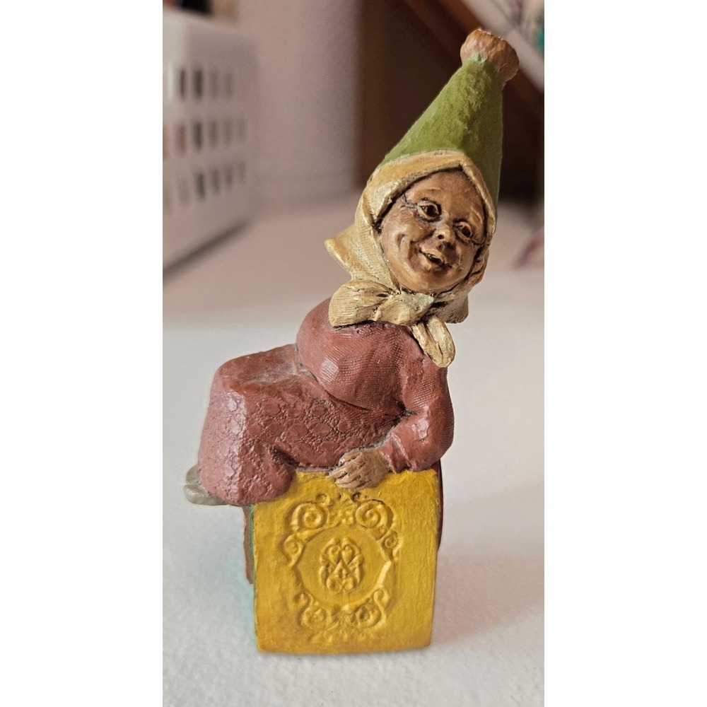 1993 Barrel of Joy Elf Figurine on Alphabet Block Resin Vintage Collectible